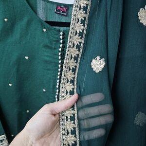 Posh Teal Dress with Gold Detailing